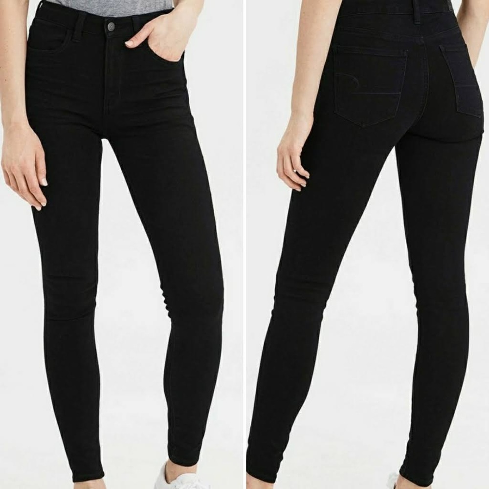 American Eagle Black Hi Rise Jegging Jeans Sz 6 Short
